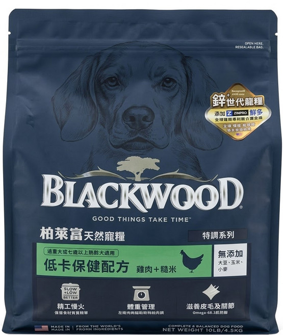 BLACKWOOD 特調低卡保健配方飼料, 4.54kg, 1袋, 雞肉 + 糙米