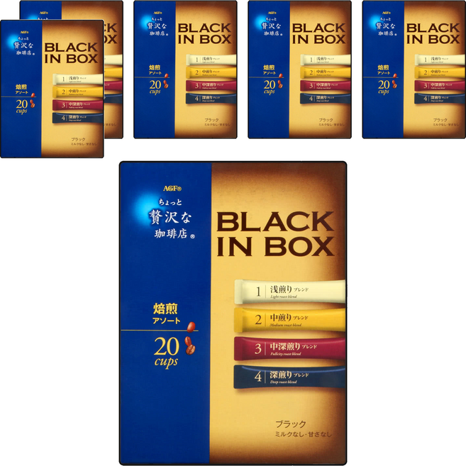 AGF 微奢華咖啡店 四款焙煎風味即溶黑咖啡, 2g, 20條, 6盒