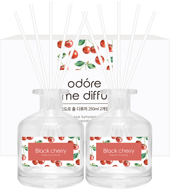 ODORE 居家擴香 250ml 2入 + 纖維棒 10入, 黑櫻桃, 1個