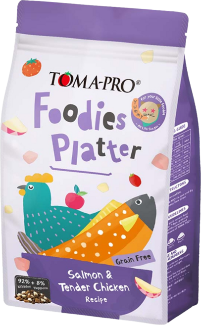 TOMA-PRO 優格 全齡貓 0穀亮毛配方吃貨拼盤乾飼料, 鮭魚佐嫩雞蘋果, 680g, 1袋