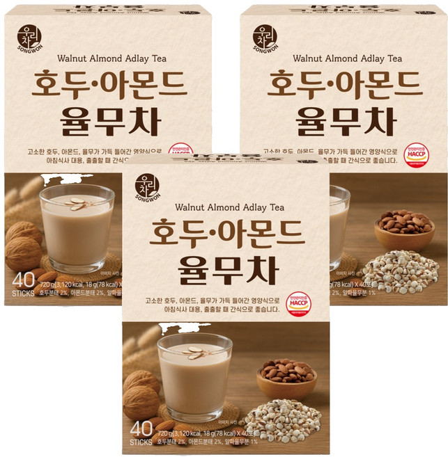 SONGWON 核桃杏仁薏仁茶, 18g, 40入, 3個