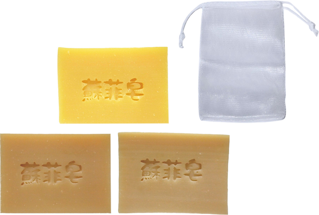 Sophie Savon 蘇菲皂 基礎皂體驗組合 體驗皂3顆 + 網袋 淨膚+乾敏+寶貝, 50g, 3顆