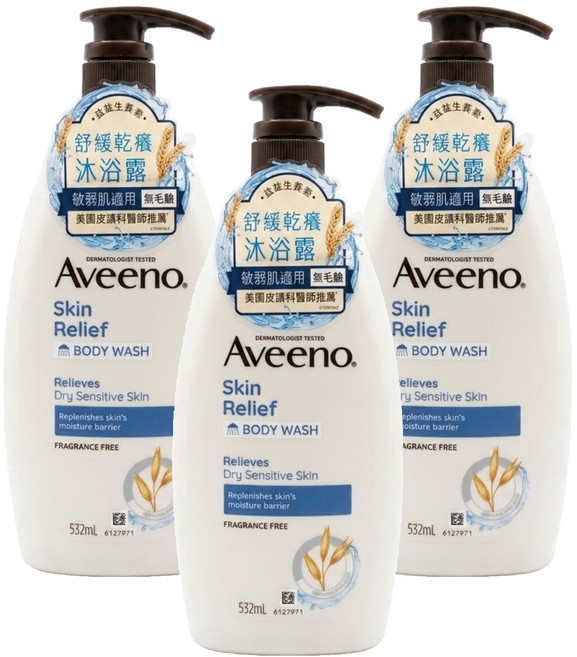 Aveeno 燕麥高效舒緩沐浴露, 532ml, 3瓶