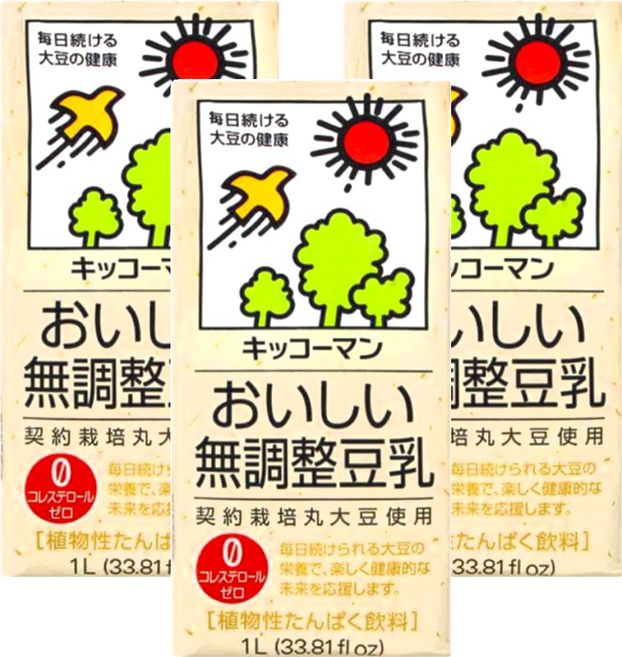 KIKKOMAN 龜甲萬 豆乳 無調整, 3瓶, 1L