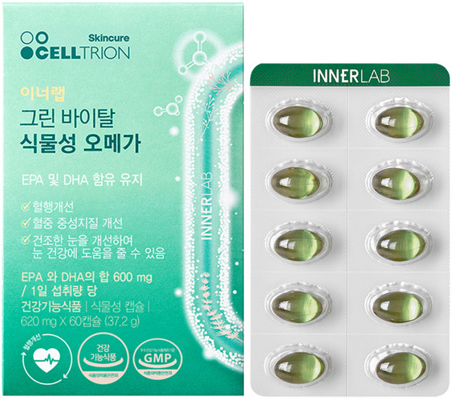 INNERLAB Omega-3素食膠囊, 60顆, 1盒