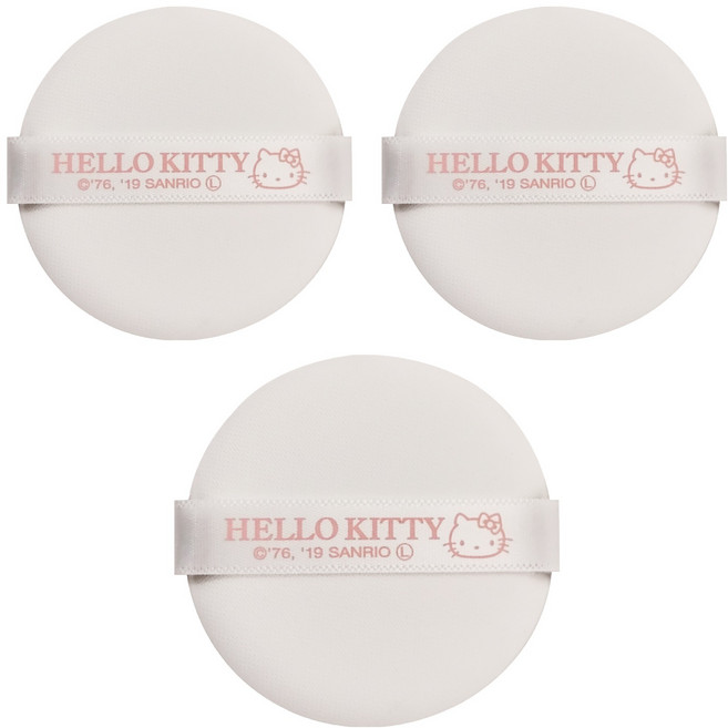 Hello Kitty 凱蒂貓 液態粉底用粉撲, 白色, 3個