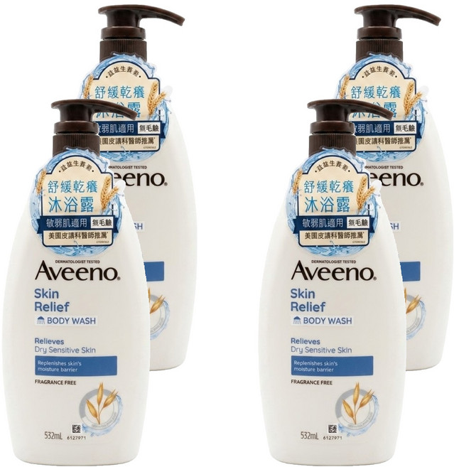 Aveeno 燕麥高效舒緩沐浴露, 532ml, 4瓶