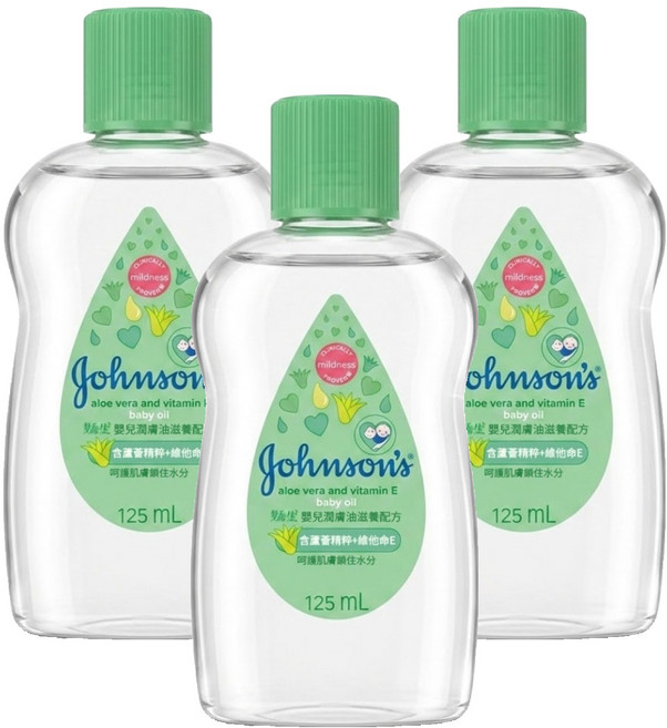 Johnson's 嬌生 嬰兒潤膚油 滋養配方, 125ml, 3瓶
