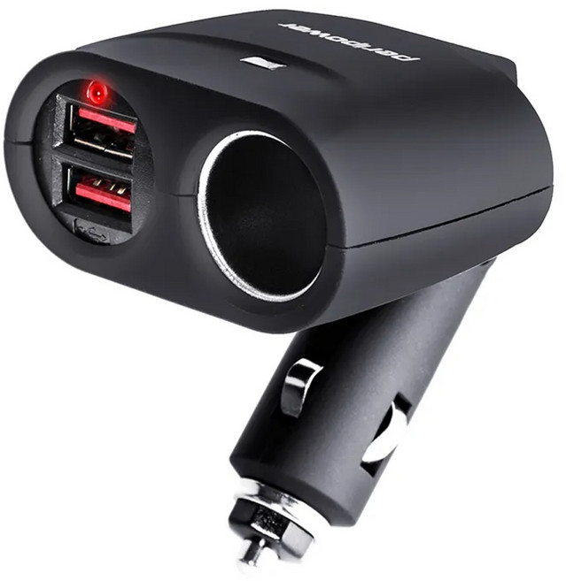 peripower 極速擴充式12V + 雙QC3.0車用快充 70 x 66 x 46mm 75g, PS-U11, Black