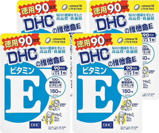 DHC 台灣公司貨 維他命E 90日份, 90顆, 340mg, 4包