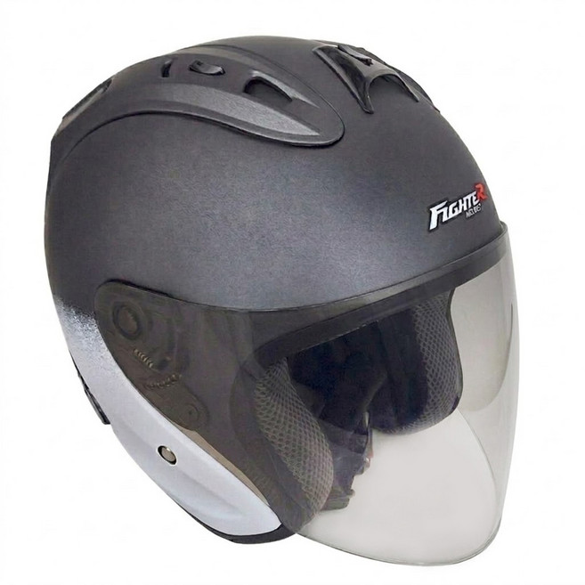 FIGHTER HELMET 露臉式安全帽 含一層護目鏡 R3-A6, 灰色 + 白色