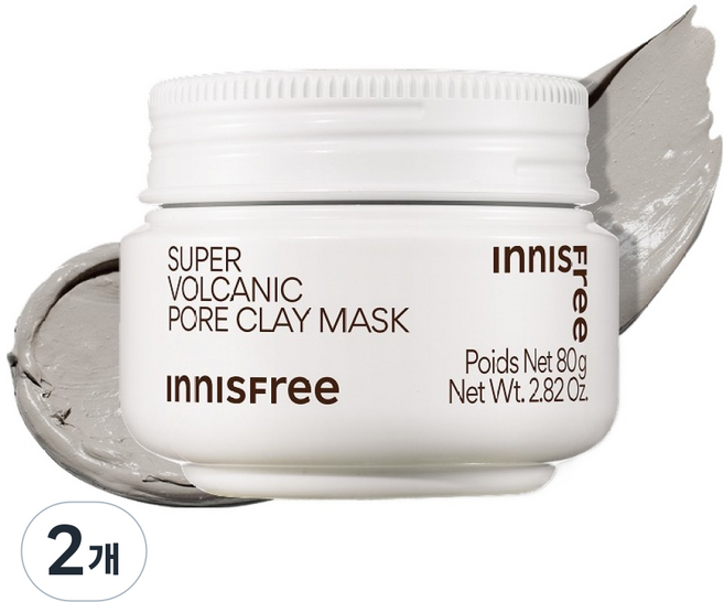 INNISFREE 超級火山泥毛孔清潔面膜 80g, 2個, 1入