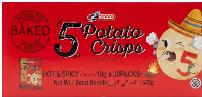 KICCO Five 洋芋薄脆餅 韓式辣味, 540g, 1盒