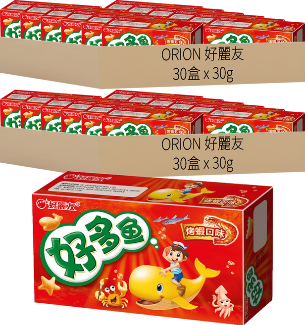 ORION 好麗友 好多魚餅乾 烤蝦口味, 30g, 60盒