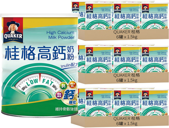 QUAKER 桂格 高鈣奶粉 Inulin配方, 1.5kg, 18罐