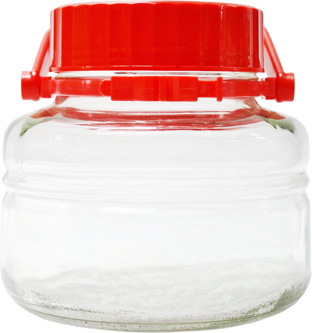 ADERIA 日本製 2L 手提式 玻璃 梅酒儲存瓶 密封 醃漬 紅蓋款 1個