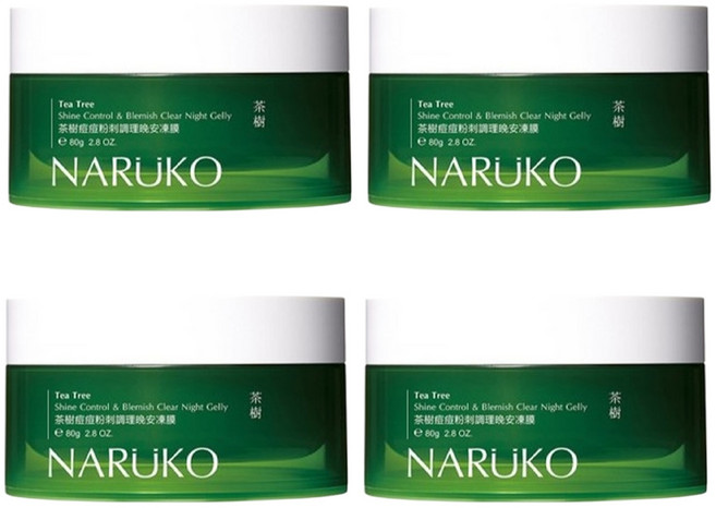 NARUKO 牛爾 台灣公司貨 茶樹痘痘粉刺調理晚安凍膜, 80g, 4罐