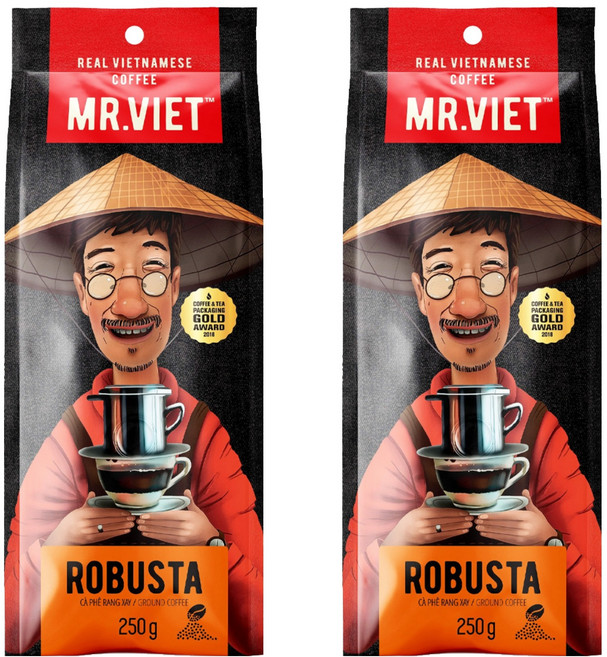 MR.VIET 阿拉比卡咖啡粉, 250g, 2包, 研磨咖啡