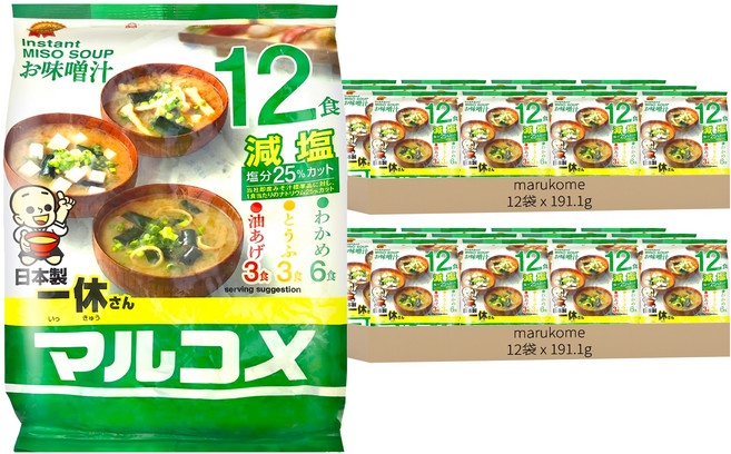 marukome 一休味噌湯 減鹽 12食, 191.1g, 24袋