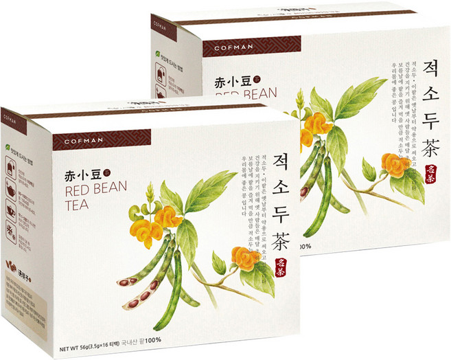 韓國 COFMAN 茶園食品 紅豆茶, 3.5g, 16入, 2個