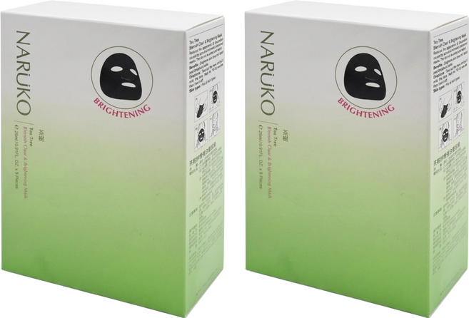 NARUKO 牛爾 台灣公司貨 茶樹神奇美白黑面膜, 5片, 2盒