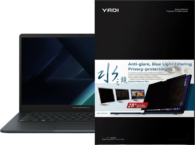 YADI 亞第 水之鏡 16 : 9 防窺片靜電吸附 ASUS ExpertBook BM1 BM1403 專用 PF4PPA-W149, 1片, 14吋