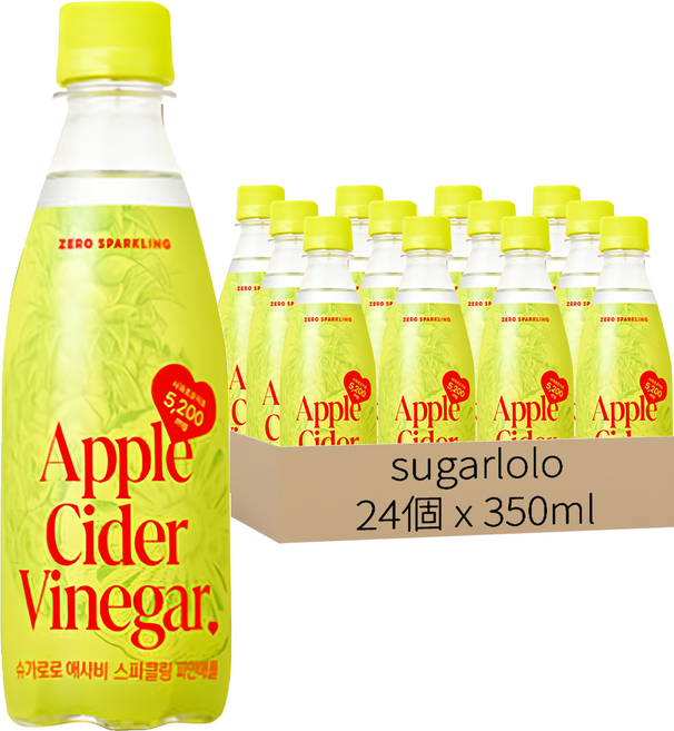 sugarlolo 蘋果醋氣泡水 鳳梨口味, 24個, 350ml