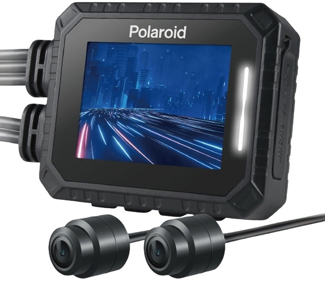 Polaroid 寶麗萊 新巨蜂鷹 機車HDR夜視雙鏡頭行車記錄器 附32G記憶卡, 黑色, MS210WG