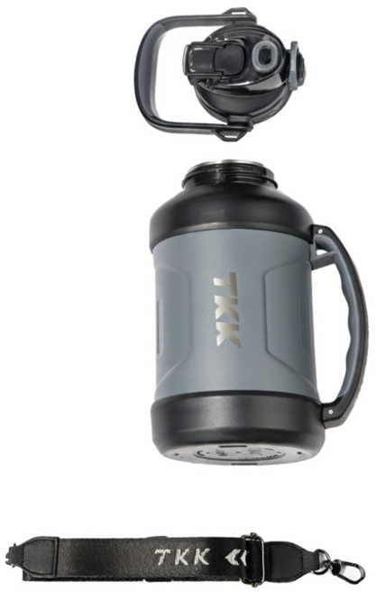 TKK 撼路者手提大容量316不鏽鋼保溫壺 附背帶, 鯨灰, 1個, 1650ml