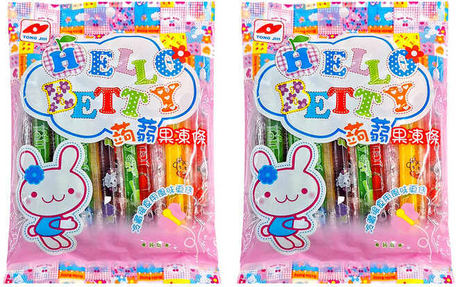 TONG JIH 統記食品 Hello Betty 蒟蒻果凍條 綜合口味, 300g, 2袋