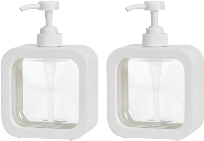 comet 方形透明洗手液瓶 500ml, 白色, 2件