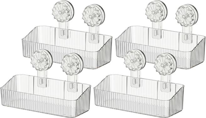 JOSIC 轉式吸盤壁掛置物架 中(25 x 10 x 6.5cm), 透明色, 4個