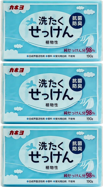 kaneyo 除臭抗菌洗衣皂, 190g, 3個