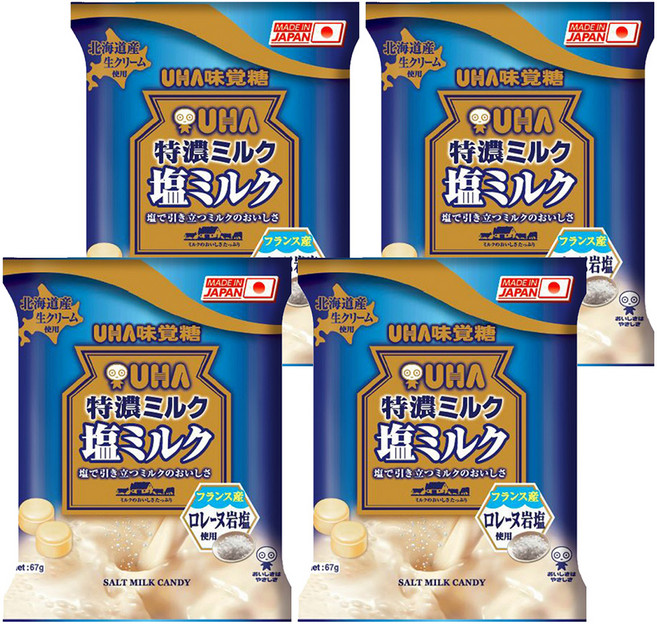 UHA 味覺糖 鹽味牛奶糖, 67g, 4袋
