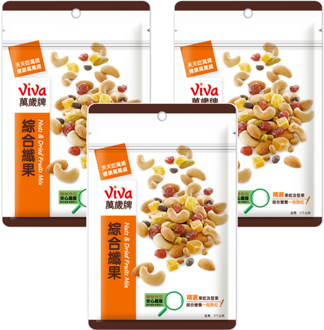 ViVa 萬歲牌 綜合纖果, 115g, 3包