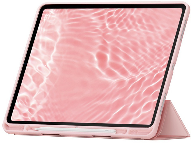 SINJIMORU 可收納Apple Pencil的iPad智慧保護殼, 粉沙色, 1個