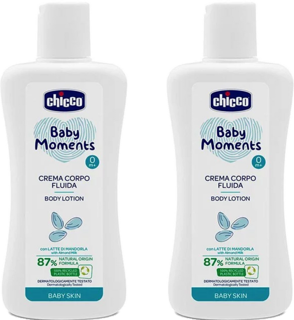chicco 寶貝嬰兒植萃潤膚乳液, 200ml, 2瓶
