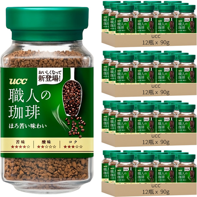 ucc 職人的珈琲 職人苦味即溶咖啡, 90g, 1入, 48瓶
