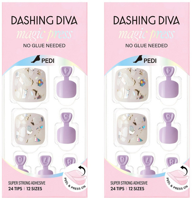 DASHING DIVA Magic Press 美足甲片, 長春花藍花瓣, 2個