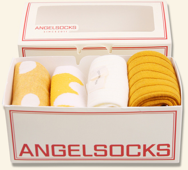 Angel Socks 女款黃色包裝襪子4件組