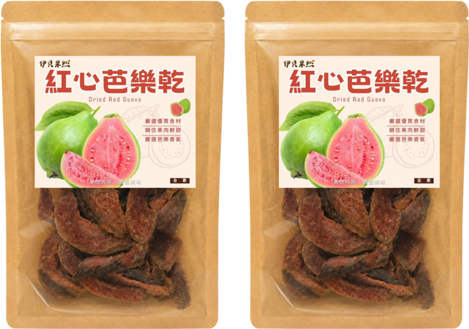伊貝果然 紅心芭樂乾, 2個, 100g