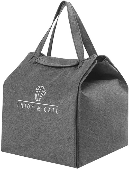 ENJOY&CATE 創意兩用餐墊保溫便當購物收納袋, 灰色, 1個