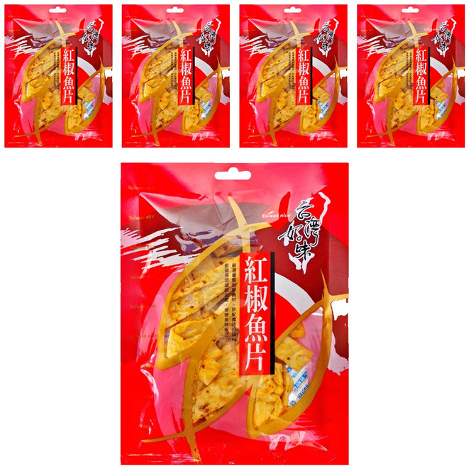 長松食品 台灣好味 紅椒魚片, 60g, 5包