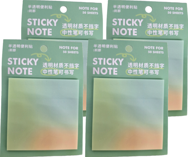 NOTE FOR 半透明便利貼, 剎那, 50張, 4本