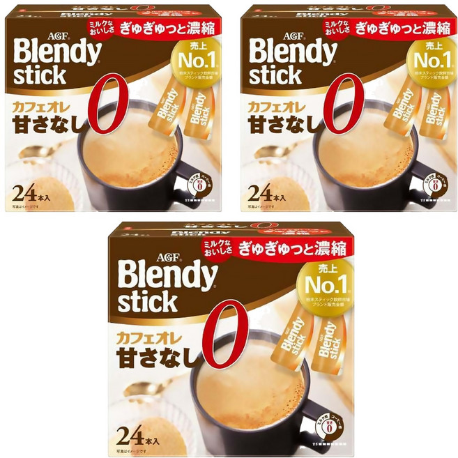 AGF Blendy 無糖咖啡歐蕾風味即溶飲品, 7.8g, 24條, 3盒
