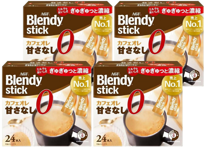 AGF Blendy 無糖咖啡歐蕾風味即溶飲品, 7.8g, 24條, 4盒