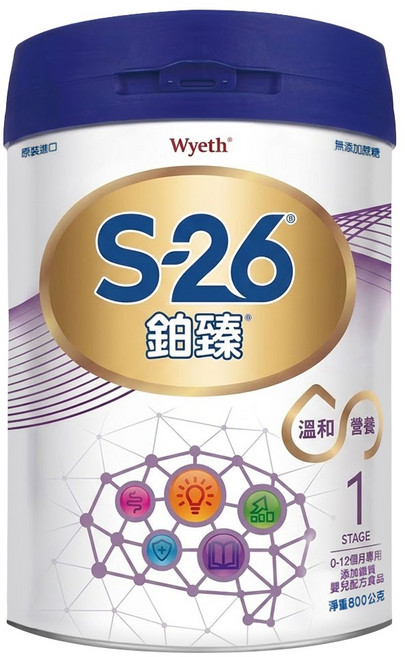 Wyeth 惠氏 S-26 鉑臻 Pro2 新升級嬰兒配方奶粉 1號 0~12個月, 800g, 1罐