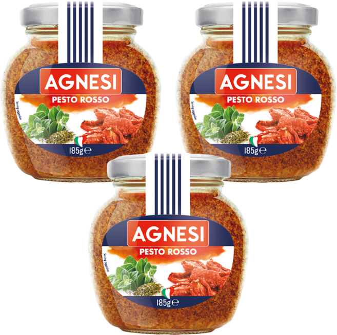 AGNESI 義式蒜香油漬風乾蕃茄口味義大利麵醬, 185g, 3罐