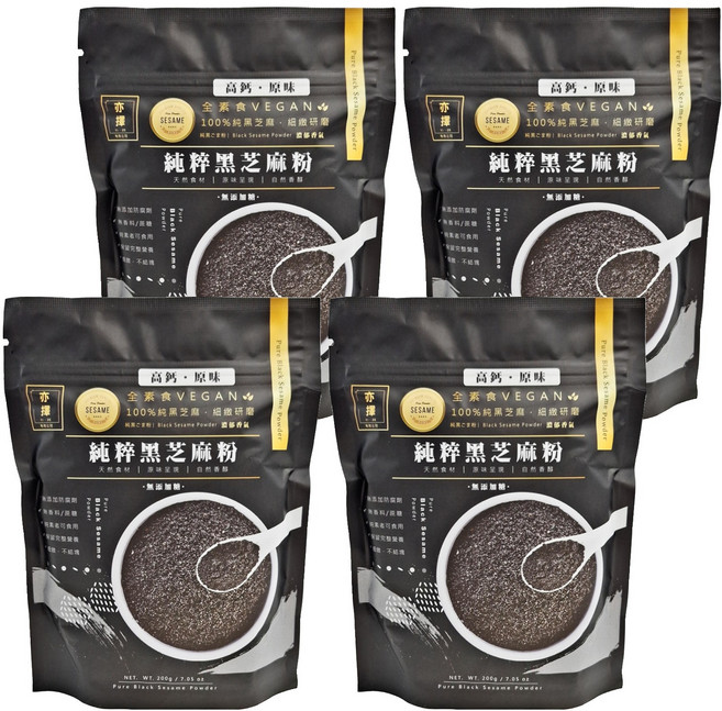 亦擇 純粹黑芝麻粉, 200g, 4包