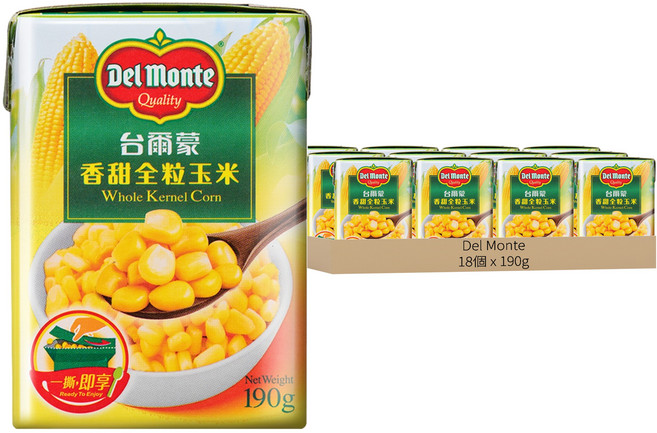 Del Monte 香甜全粒玉米, 190g, 18罐